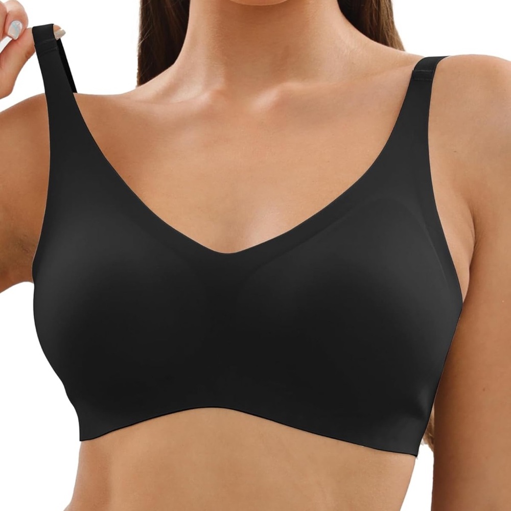 NWT Niidor Women's Wireless V-Neck Seamless Comfort Bra Full-Coverage Adjustable